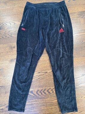 Kith Men's Black Velour Track Pants with Red Accents